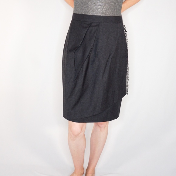 BROOKS BROTHERS Grey Pleated Fringe Mini Skirt NWT - Picture 5 of 7